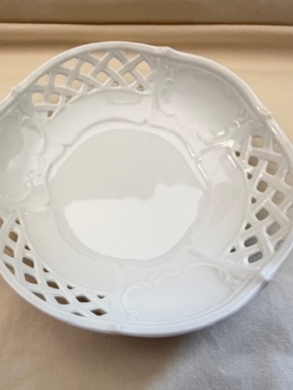 Vintage White Trinket Bowl